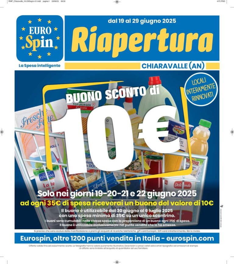 Volantino Eurospin Riapertura Chiaravalle dal 19 giugno 2025